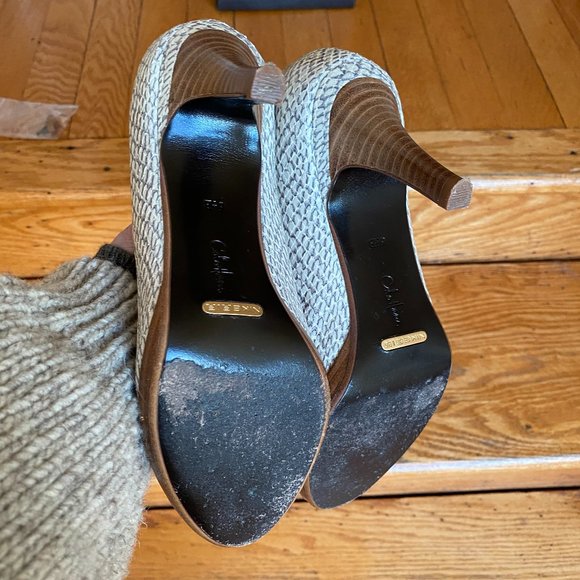 Cole Haan Cobra Embossed Peep Toe Shoes - Picture 9 of 11
